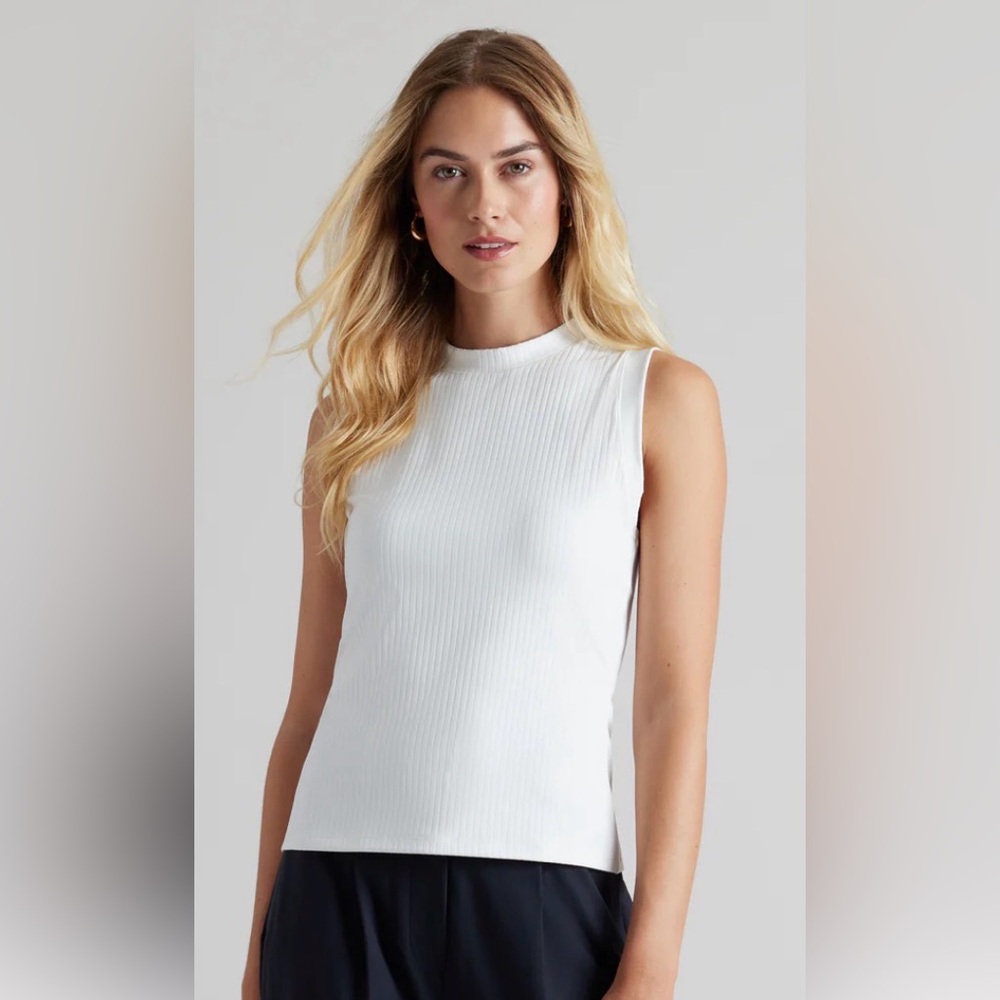 RHONE White Ribbed Sleeveless Tank